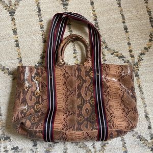 Anthropologie snake print leather weekender